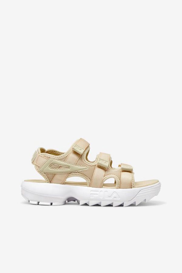 Sandalias Fila Mujer Marrones / Blancas / Blancas - Disruptor Leather Velcro - España 512908RZW